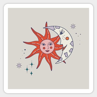 Moon and sun faces Sticker